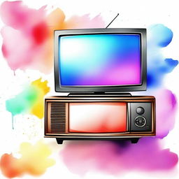 Create a realistic watercolor drawing of a plasma TV