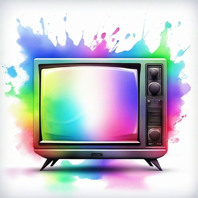 Create a realistic watercolor drawing of a plasma TV