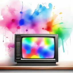 Create a realistic watercolor drawing of a plasma TV