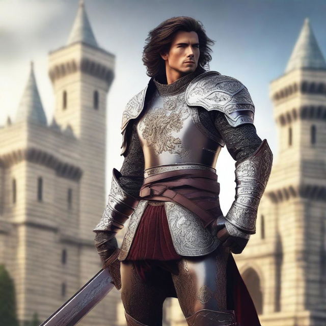 A male royal warrior with stylish, modern 'fuckboy' hair