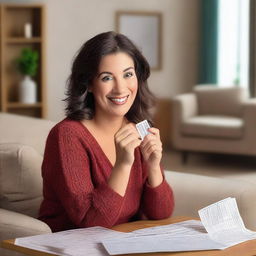 A woman is playing a lottery game