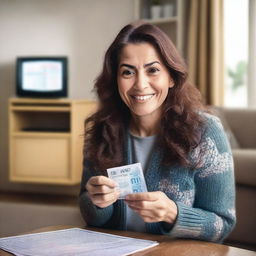 A woman is playing a lottery game