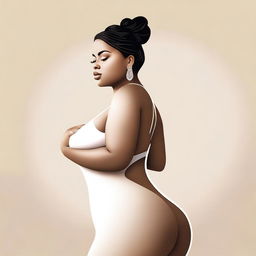 A depiction of a voluptuous woman with an emphasis on her curves