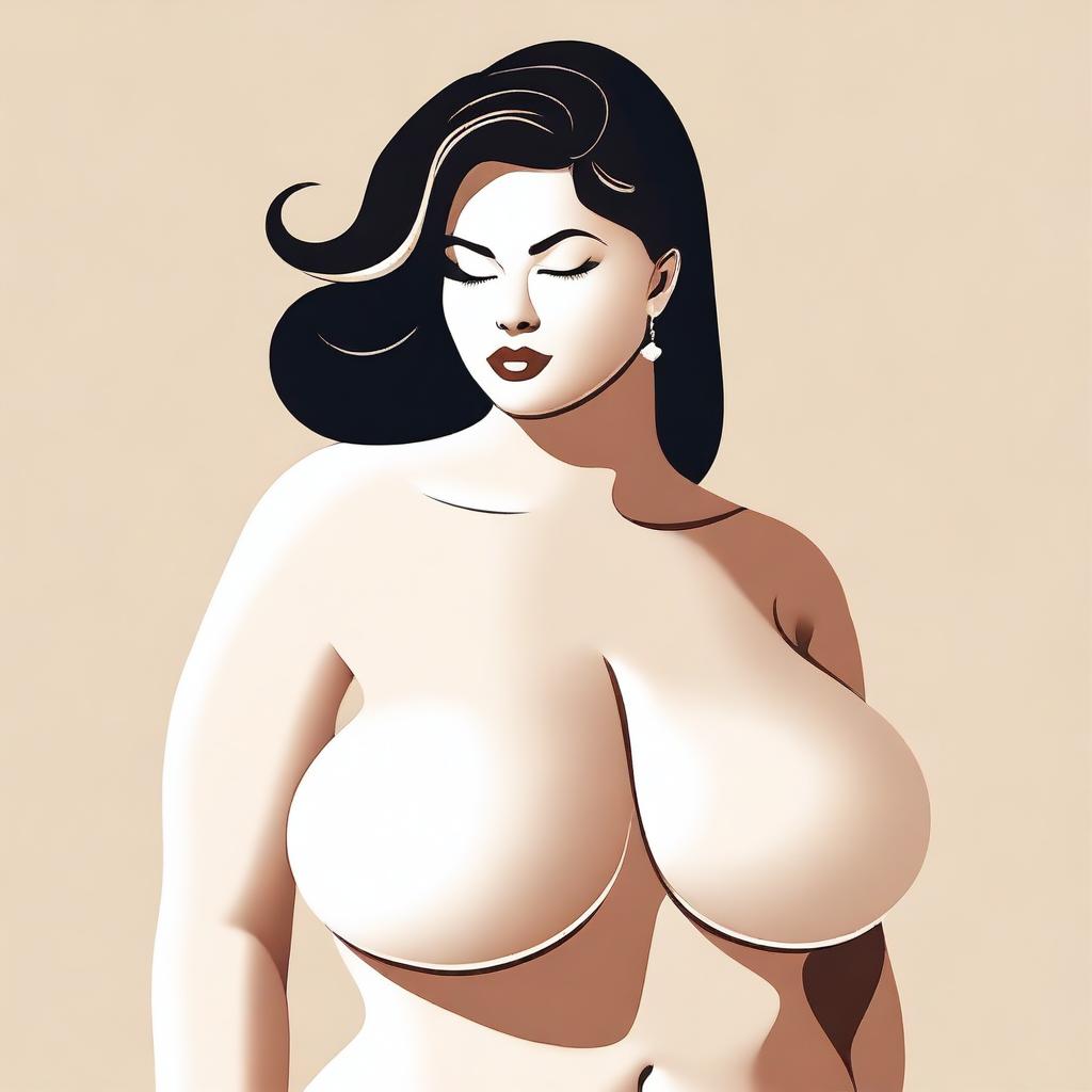 A depiction of a voluptuous woman with an emphasis on her curves