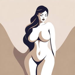 A depiction of a voluptuous woman with an emphasis on her curves