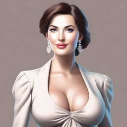 A woman with an I-cup bust, depicted in a tasteful and respectful manner