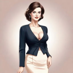 A woman with an I-cup bust, depicted in a tasteful and respectful manner