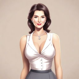 A woman with a Z-cup bust, depicted in a tasteful and respectful manner