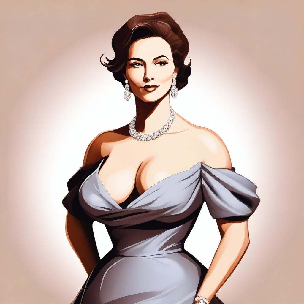 A woman with an extremely large bust, depicted in a tasteful and respectful manner