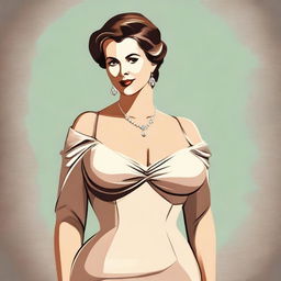 A woman with an extremely large bust, depicted in a tasteful and respectful manner