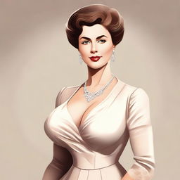 A woman with an extremely large bust, depicted in a tasteful and respectful manner