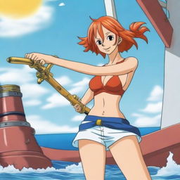 A detailed illustration of Nami from One Piece