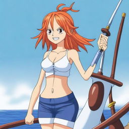 A detailed illustration of Nami from One Piece