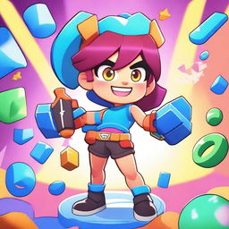 A vibrant and dynamic illustration of Colette from Brawl Stars