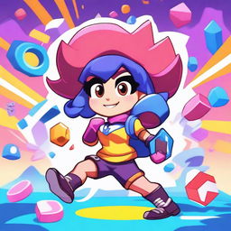 A vibrant and dynamic illustration of Colette from Brawl Stars