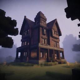 A detailed Minecraft map featuring a spooky mansion