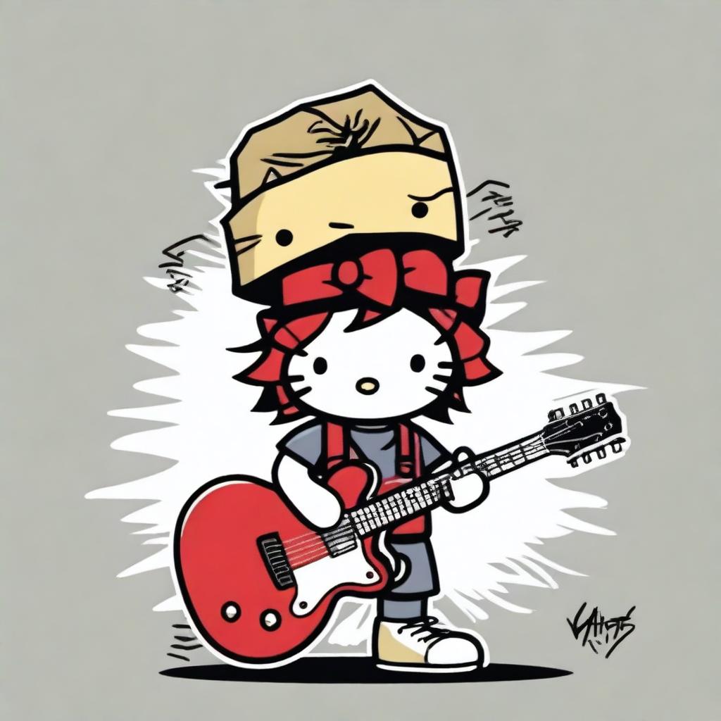 An original Hello Kitty character dressed as Eddie Vedder, complete with his classic guitar and shoes