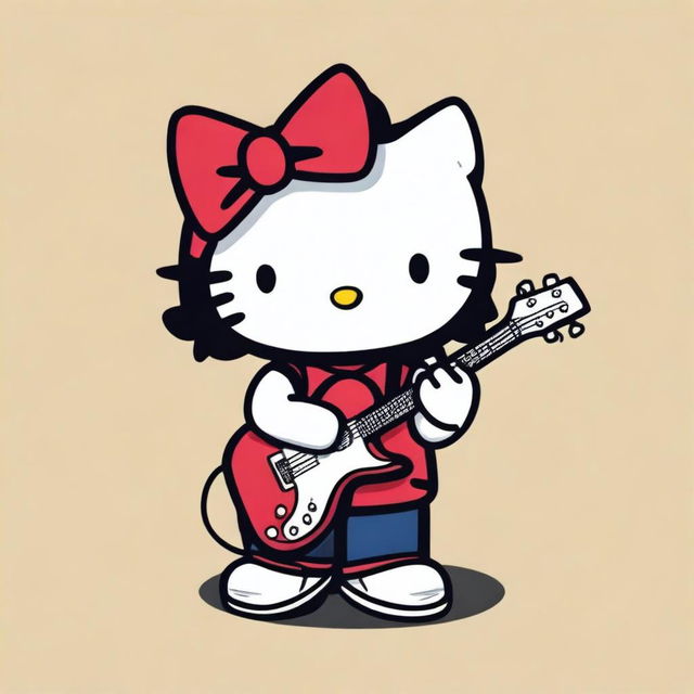 An original Hello Kitty character dressed as Eddie Vedder, complete with his classic guitar and shoes