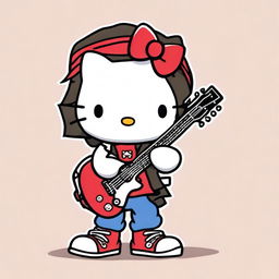 An original Hello Kitty character dressed as Eddie Vedder, complete with his classic guitar and shoes