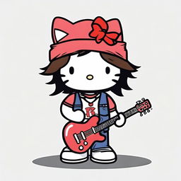 An original Hello Kitty character dressed as Eddie Vedder, complete with his classic guitar and shoes