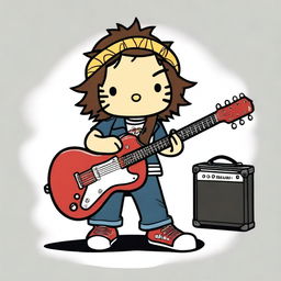 An original Hello Kitty character dressed as Eddie Vedder, complete with his classic guitar and shoes