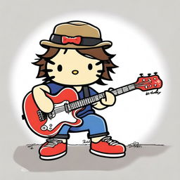 An original Hello Kitty character dressed as Eddie Vedder, complete with his classic guitar and shoes