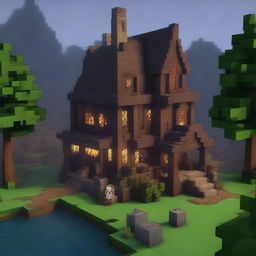 Create an image of a Minecraft horror map