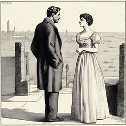 A scene from the viewpoint of a male onlooker watching a young woman with her new lover