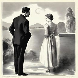 A scene from the viewpoint of a male onlooker watching a young woman with her new lover