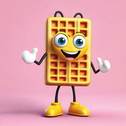 Create a fun and quirky character that is a waffle with arms and legs