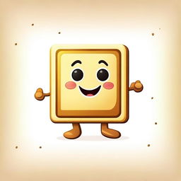 A cute, square waffle character with a smiling face, arms, and legs