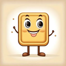 A cute, square waffle character with a smiling face, arms, and legs