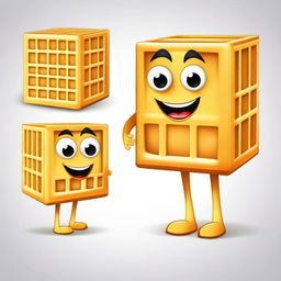 Create a vector image of a square waffle character with boxes in it, set against a white background