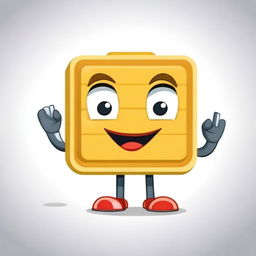 Create a vector image of a square waffle character with boxes in it, set against a white background