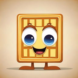 Create a vector image of a square waffle character with a textured surface