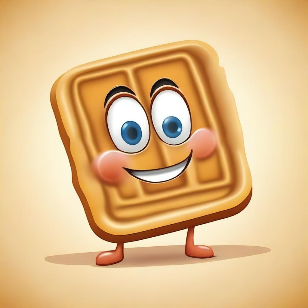 Create a vector image of a square waffle character with a textured surface