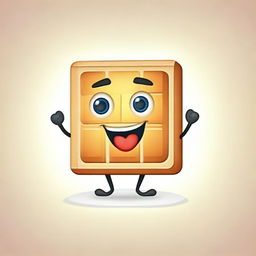 Create a vector image of a square waffle character with a textured surface