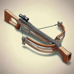 A detailed illustration of a light crossbow, showcasing its intricate design and mechanical parts