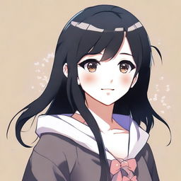 A portrait of a cute anime girl with black hair