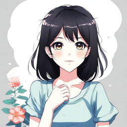 A portrait of a cute anime girl with black hair