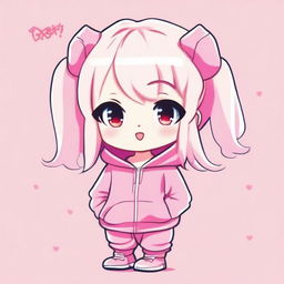 A cute kawaii chibi girl with platinum blonde hair styled in a playful manner