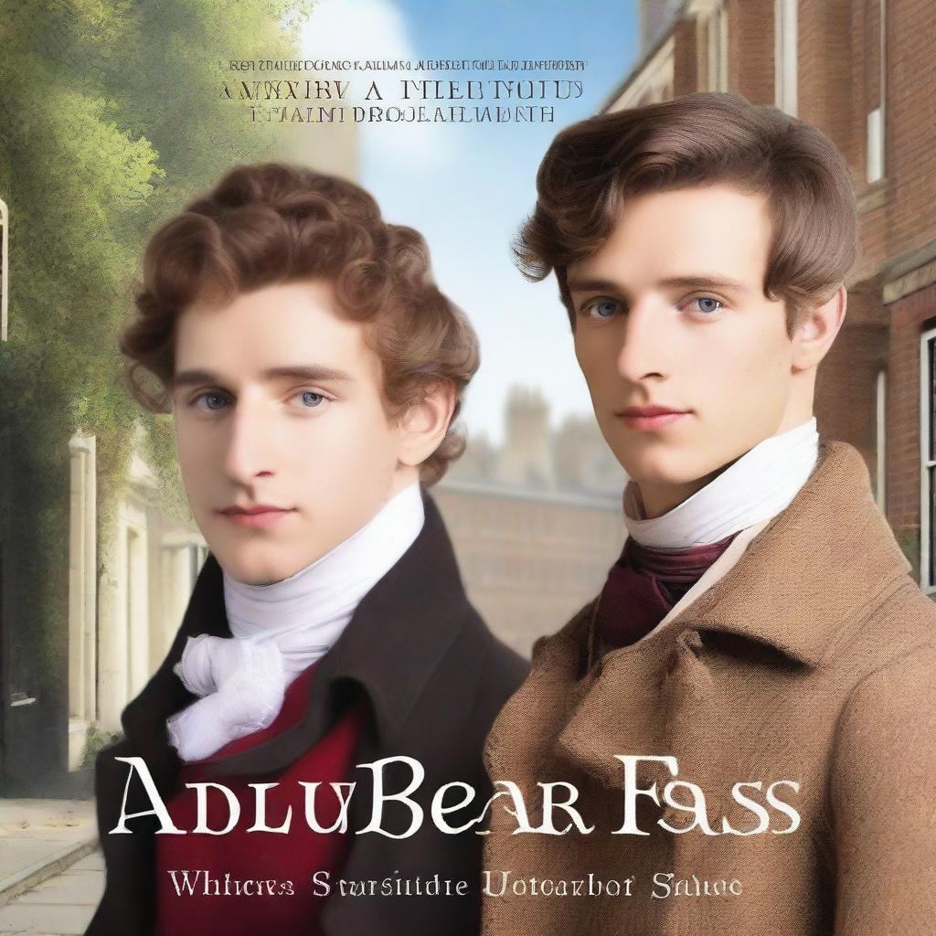 Create a rectangular book cover sized 600x400 for a gay romance novel set in London in the year 1816