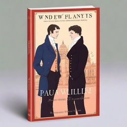 Create a rectangular book cover sized 600x400 for a gay romance novel set in London in the year 1816