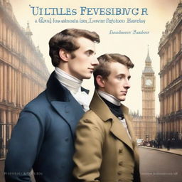 Create a rectangular book cover sized 600x400 for a gay romance novel set in London in the year 1816