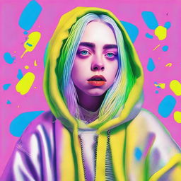 A detailed portrait of Billie Eilish, capturing her unique style and personality