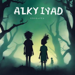 Create a scary fantasy book cover titled 'AKUDAYA'