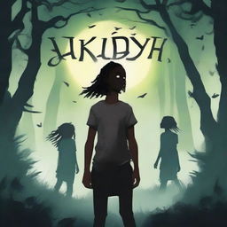 Create a scary fantasy book cover titled 'AKUDAYA'