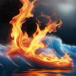 A vivid artistic representation of the elements of fire and water clashing together in a dynamic and visually stunning scene