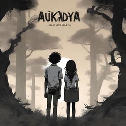 Create a dark fantasy book cover titled 'AKUDAYA' in a style similar to a manga or comic book