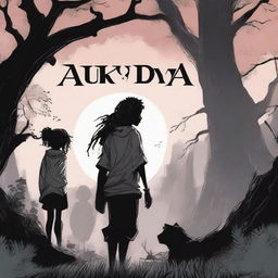 Create a dark fantasy book cover titled 'AKUDAYA' in a style similar to a manga or comic book